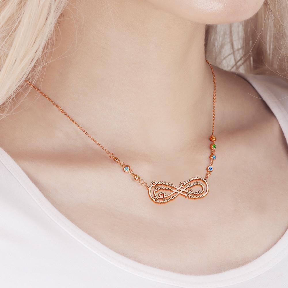 Infinity Necklace with Custom Birthstone Name Necklace Rose Gold Plated Best Friends Gifts - soufeelus