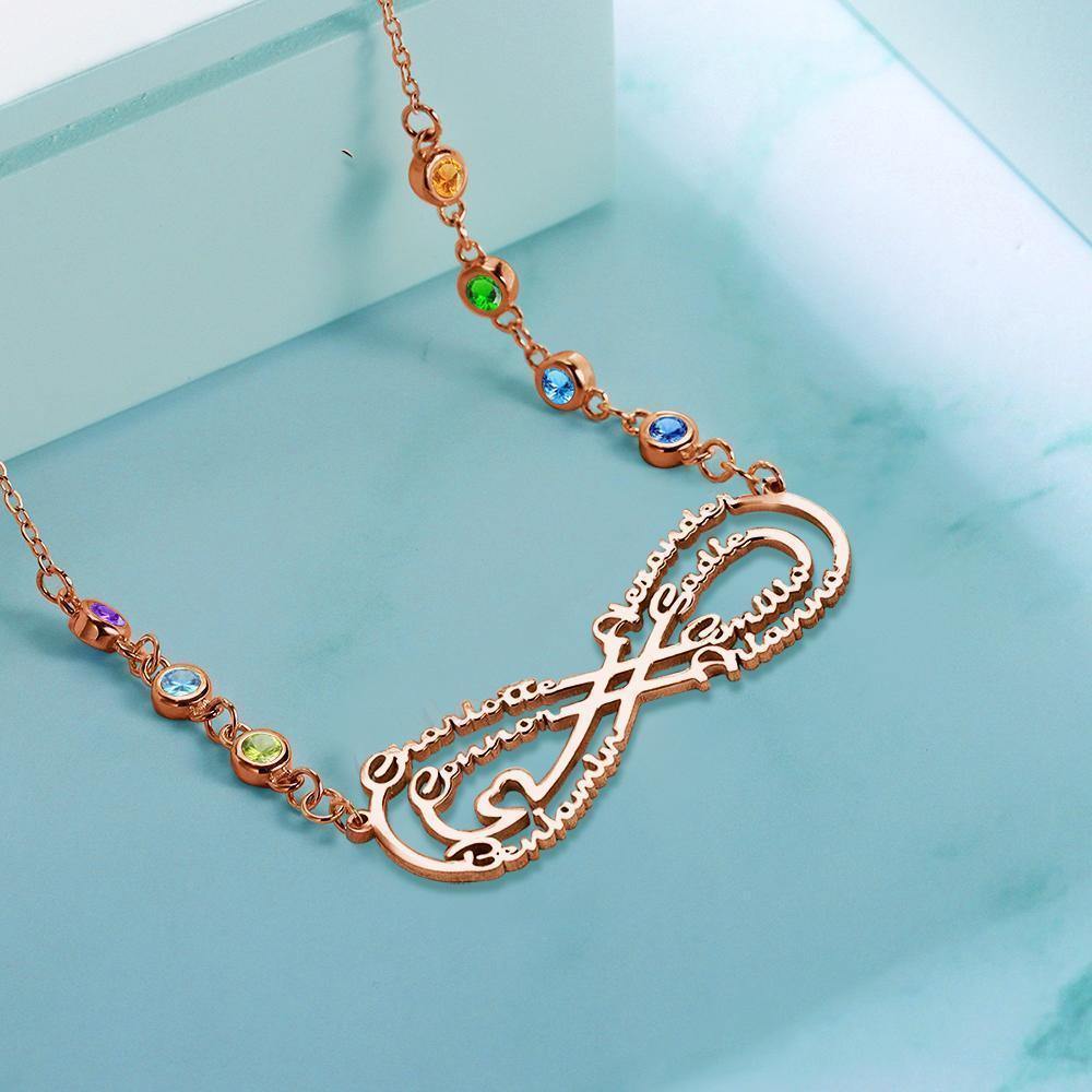 Infinity Necklace with Custom Birthstone Name Necklace Rose Gold Plated Best Friends Gifts - soufeelus