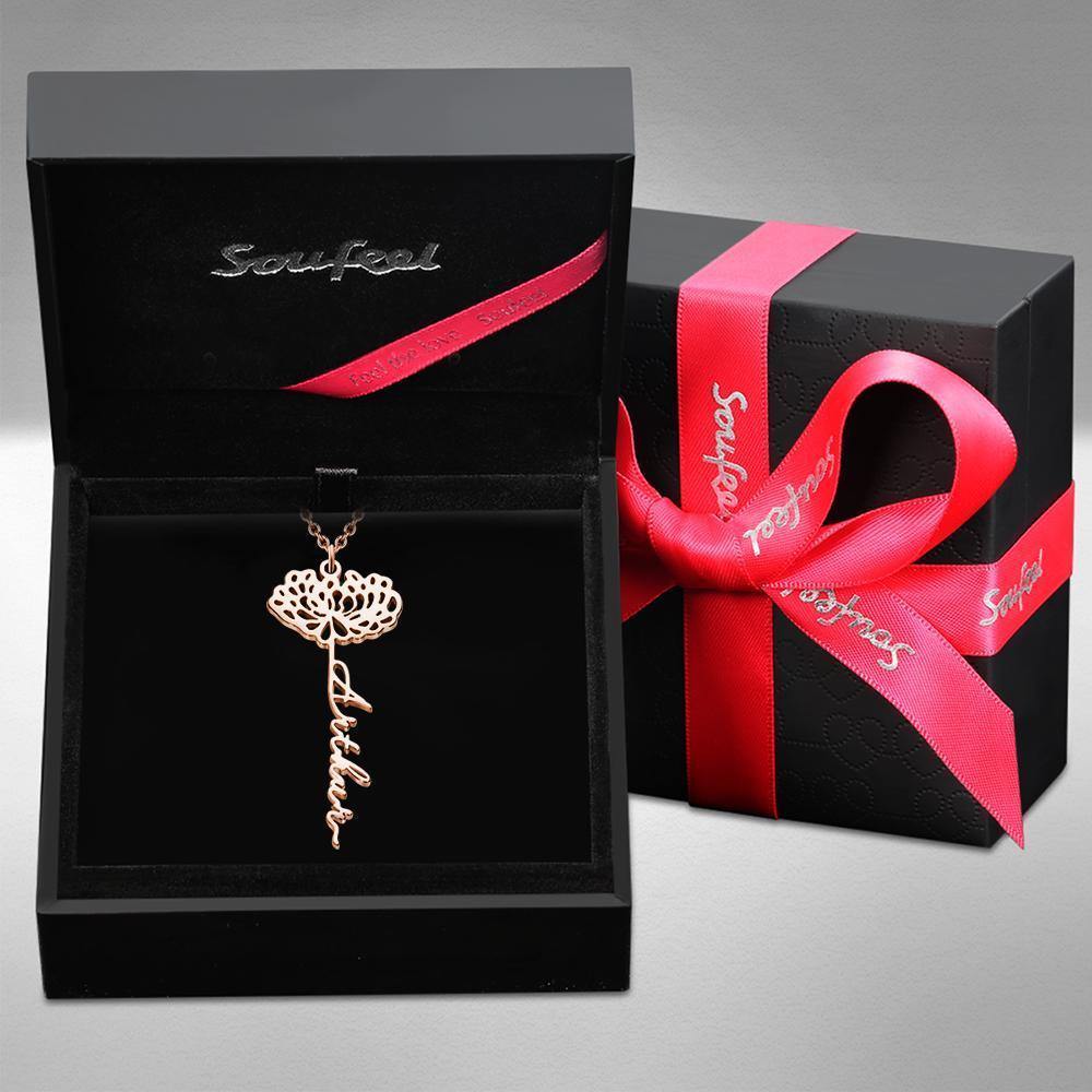 Custom Engraved Necklace Rose Shape Memorial Gift-Rose Gold - soufeelus