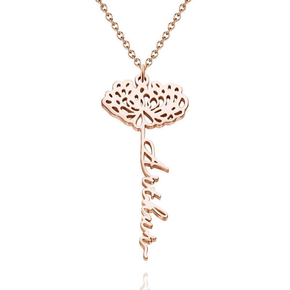 Custom Engraved Necklace Rose Shape Memorial Gift-Rose Gold - soufeelus