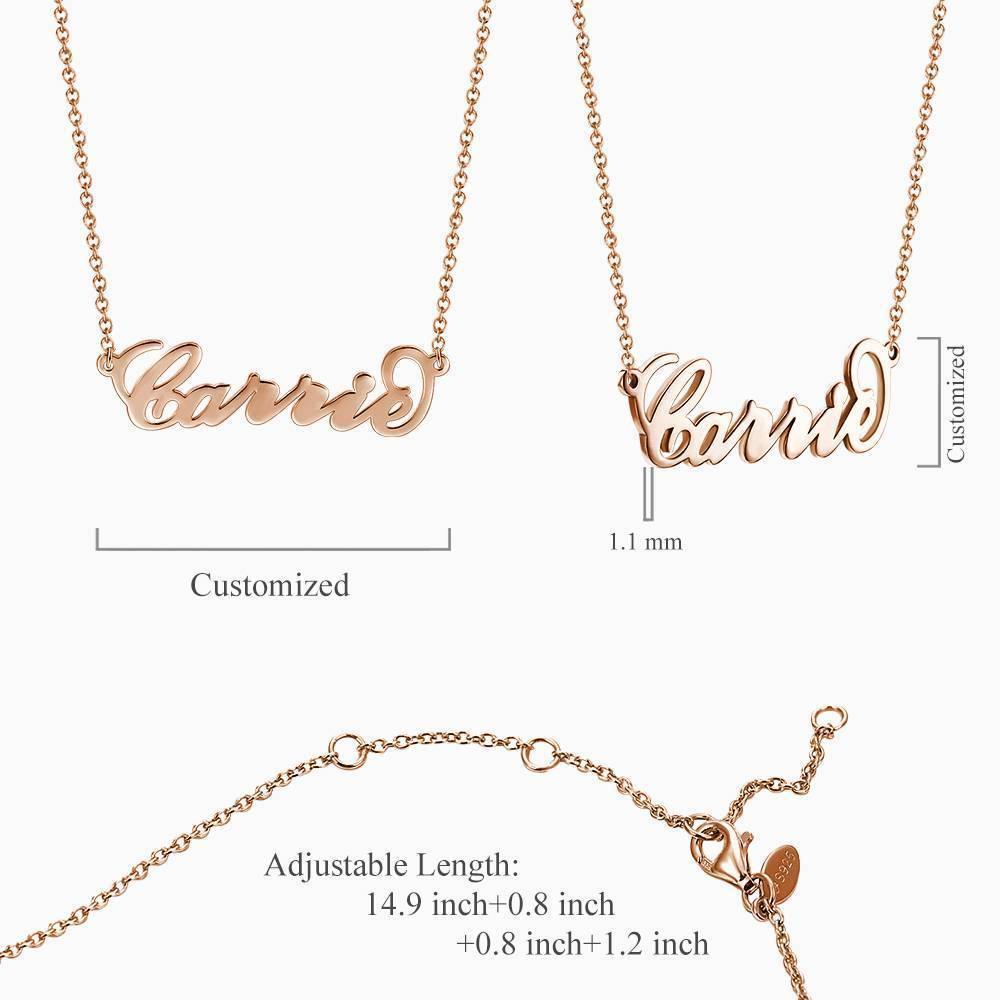Carrie Style Name Necklace Rose Gold Plated Silver - soufeelus