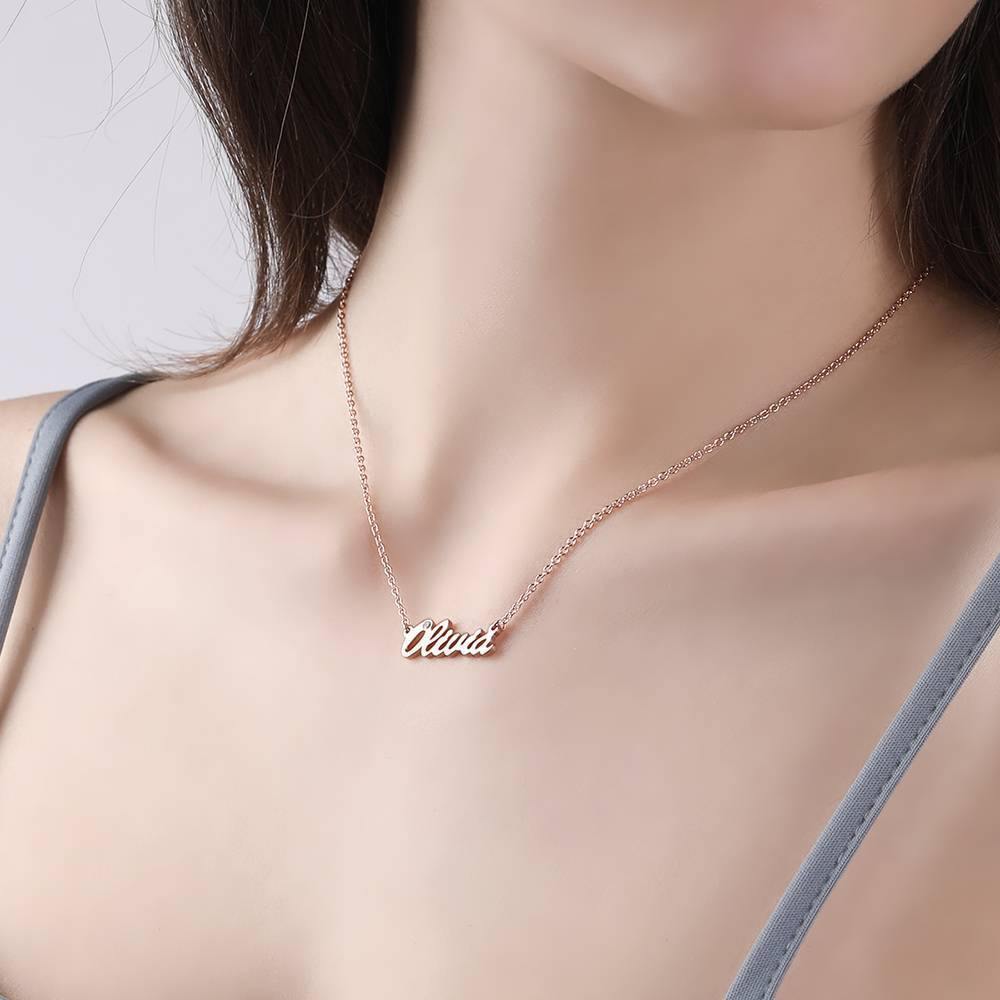 0.02ct Diamond Name Necklace Rose Gold Plated Silver - soufeelus