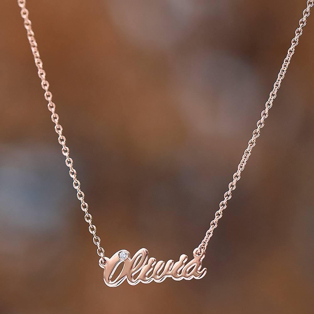 0.02ct Diamond Name Necklace Rose Gold Plated Silver - soufeelus