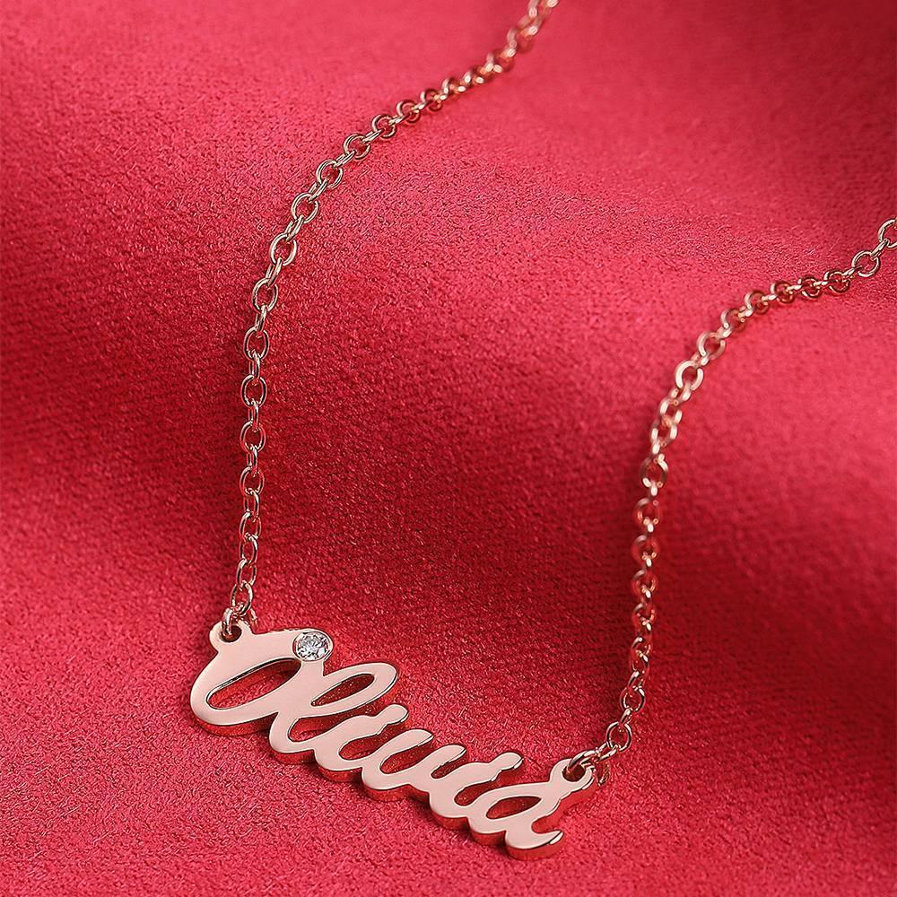 Personalized CZ Name Necklace Rose Gold Plated Silver - soufeelus