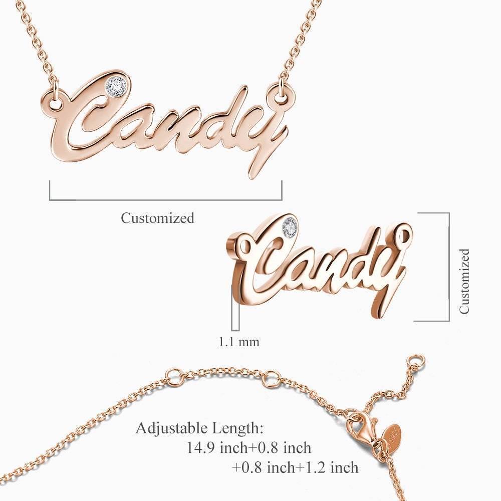 0.02ct Diamond Name Necklace Rose Gold Plated Silver - soufeelus