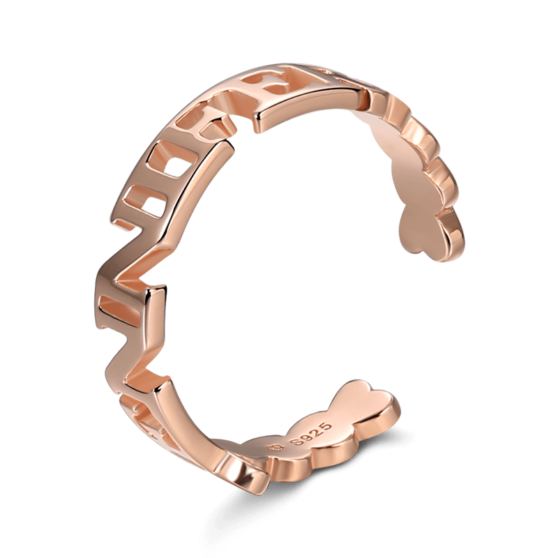 Name Ring Rose Gold Plated Silver - soufeelus