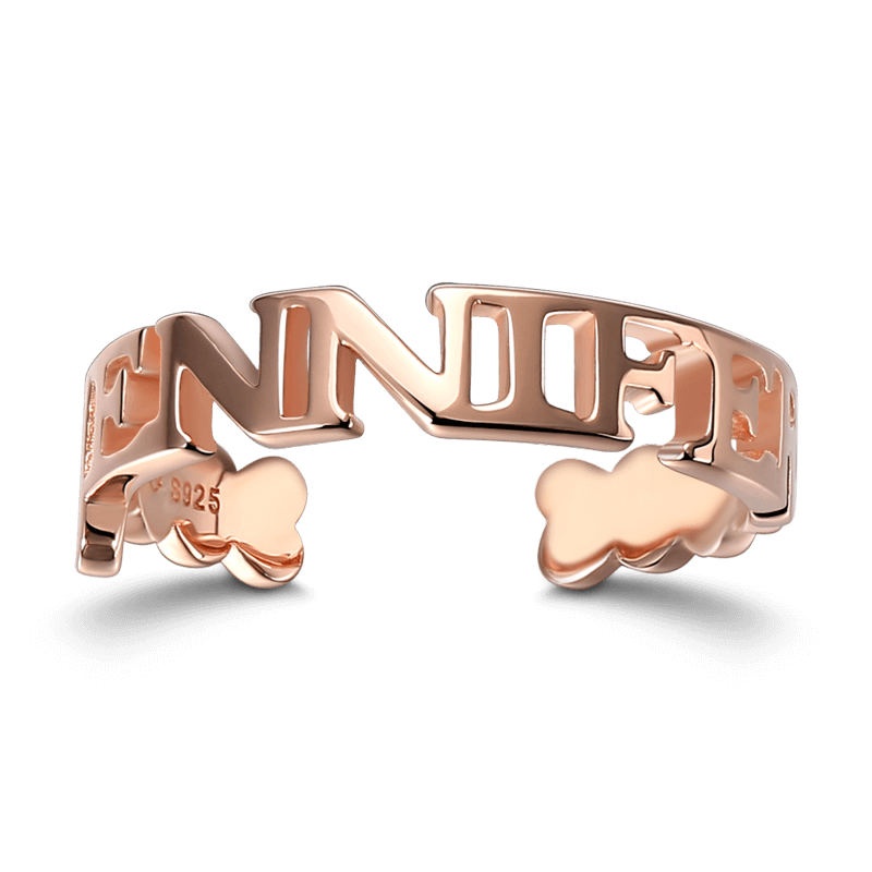 Block Letters Name Ring Silver - soufeelus