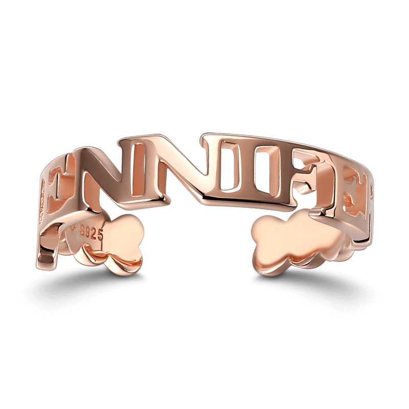 Name Ring Rose Gold Plated Silver - soufeelus