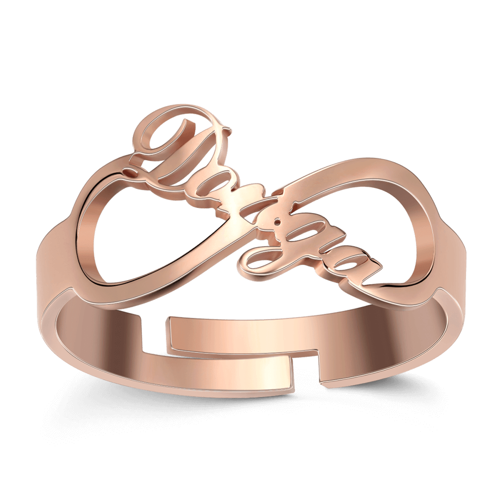 Infinity Name Ring Rose Gold Plated Silver - soufeelus