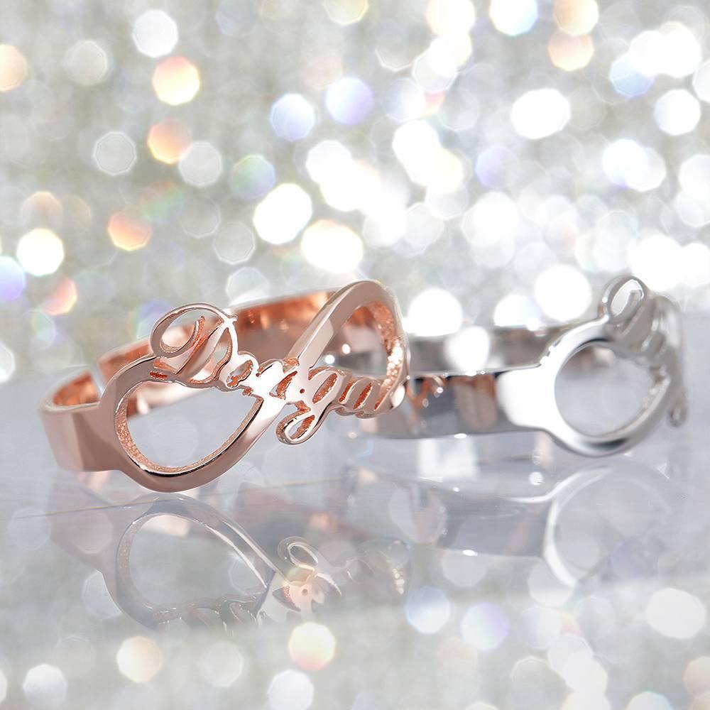 Infinity Name Ring Rose Gold Plated Silver - soufeelus