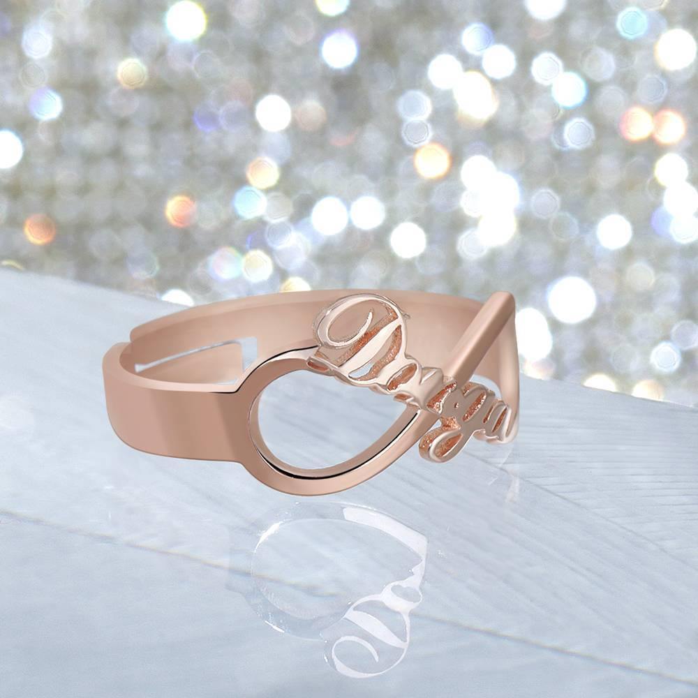 Infinity Name Ring Rose Gold Plated Silver - soufeelus