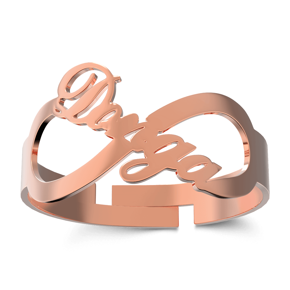 Infinity Name Ring Rose Gold Plated Silver - soufeelus