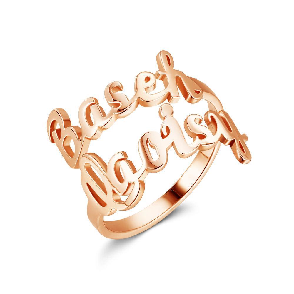 Personalised Two Name Ring Rose Gold Plated Silver - soufeelus