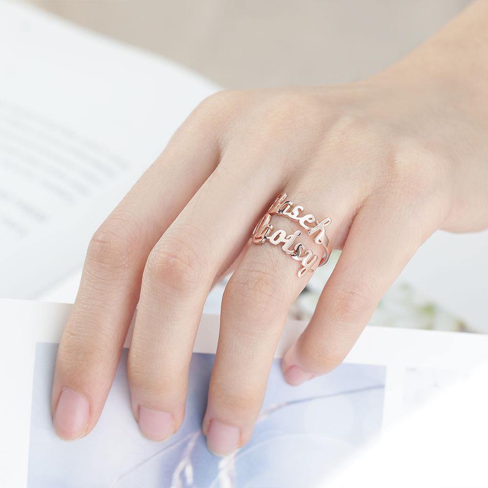 Personalised Two Name Ring Rose Gold Plated Silver - soufeelus