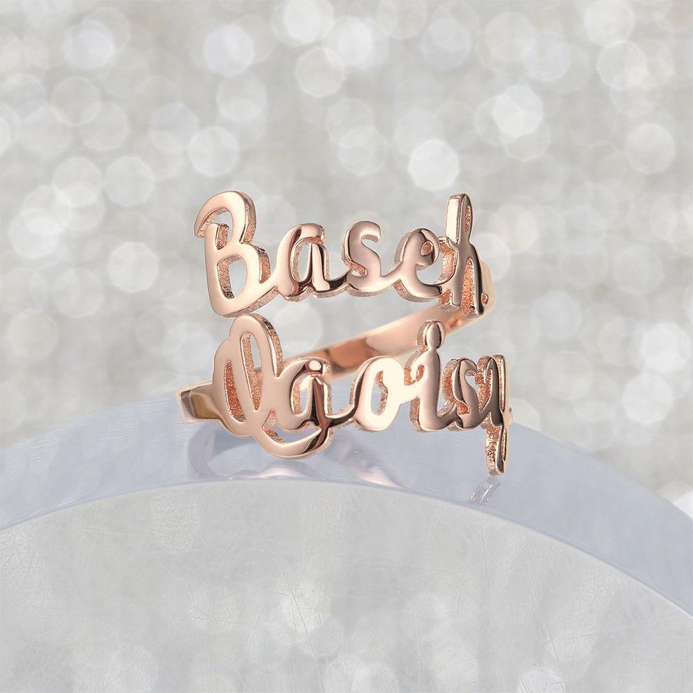 Personalised Two Name Ring Rose Gold Plated Silver - soufeelus