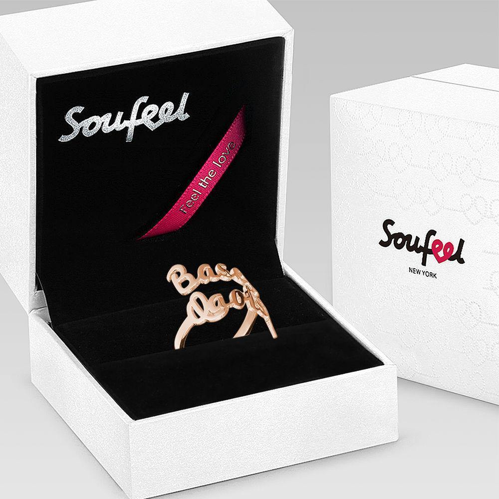 Personalised Two Name Ring Rose Gold Plated Silver - soufeelus