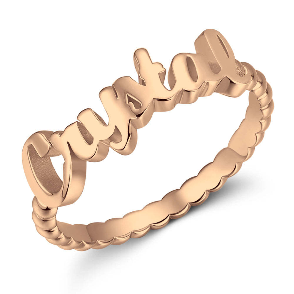 Name Rings, Personalize Gift For Her 14K Gold Plated - Golden