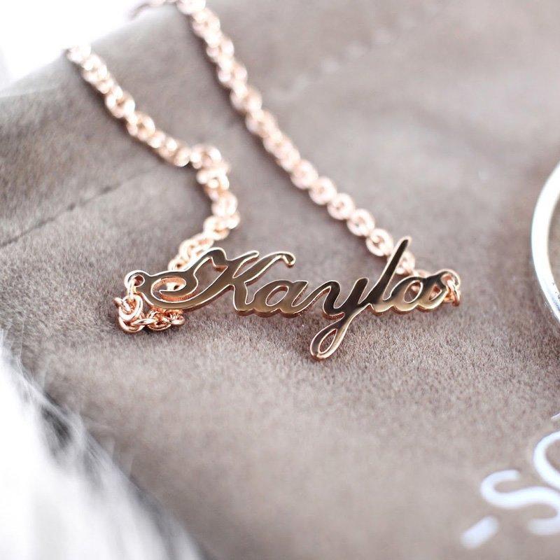 Personalized Name Bracelet Rose Gold Plated Silver - Length Adjustable