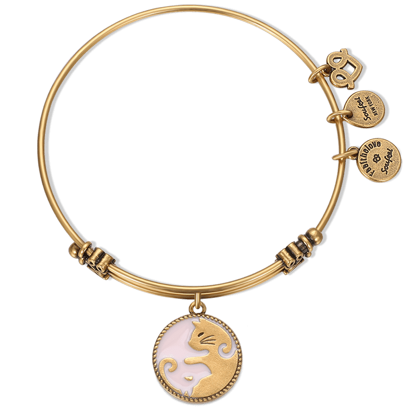 Cat Charm Bangle Gold Plated - soufeelus