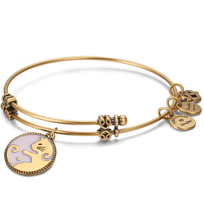 Cat Charm Bangle Gold Plated - soufeelus