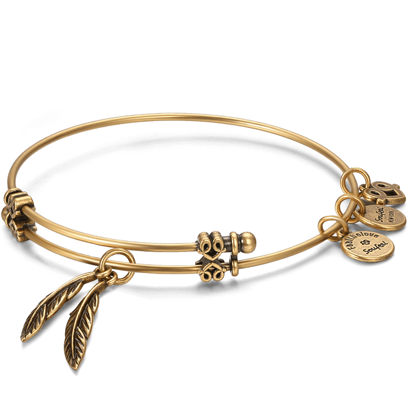 Feather Charm Bangle - soufeelus