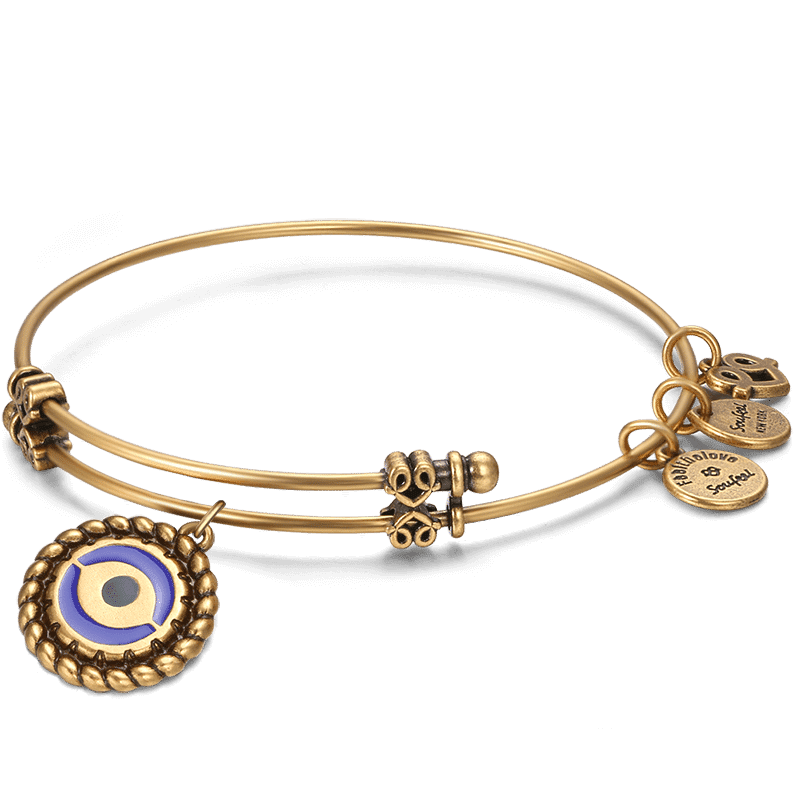 Evil Eye Charm Bangle Gold Plated - soufeelus