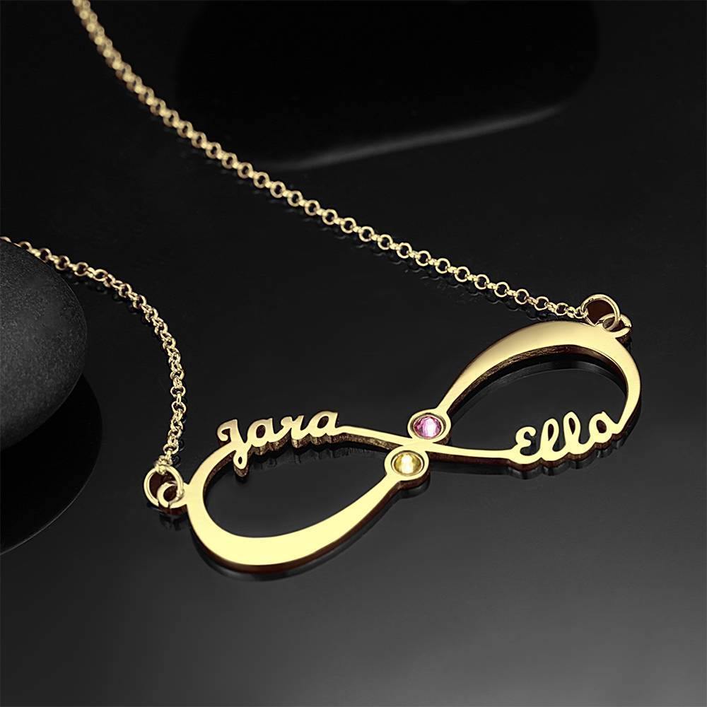 Personalized Name Necklace with Birthstone Infinity Necklace Silver - soufeelus