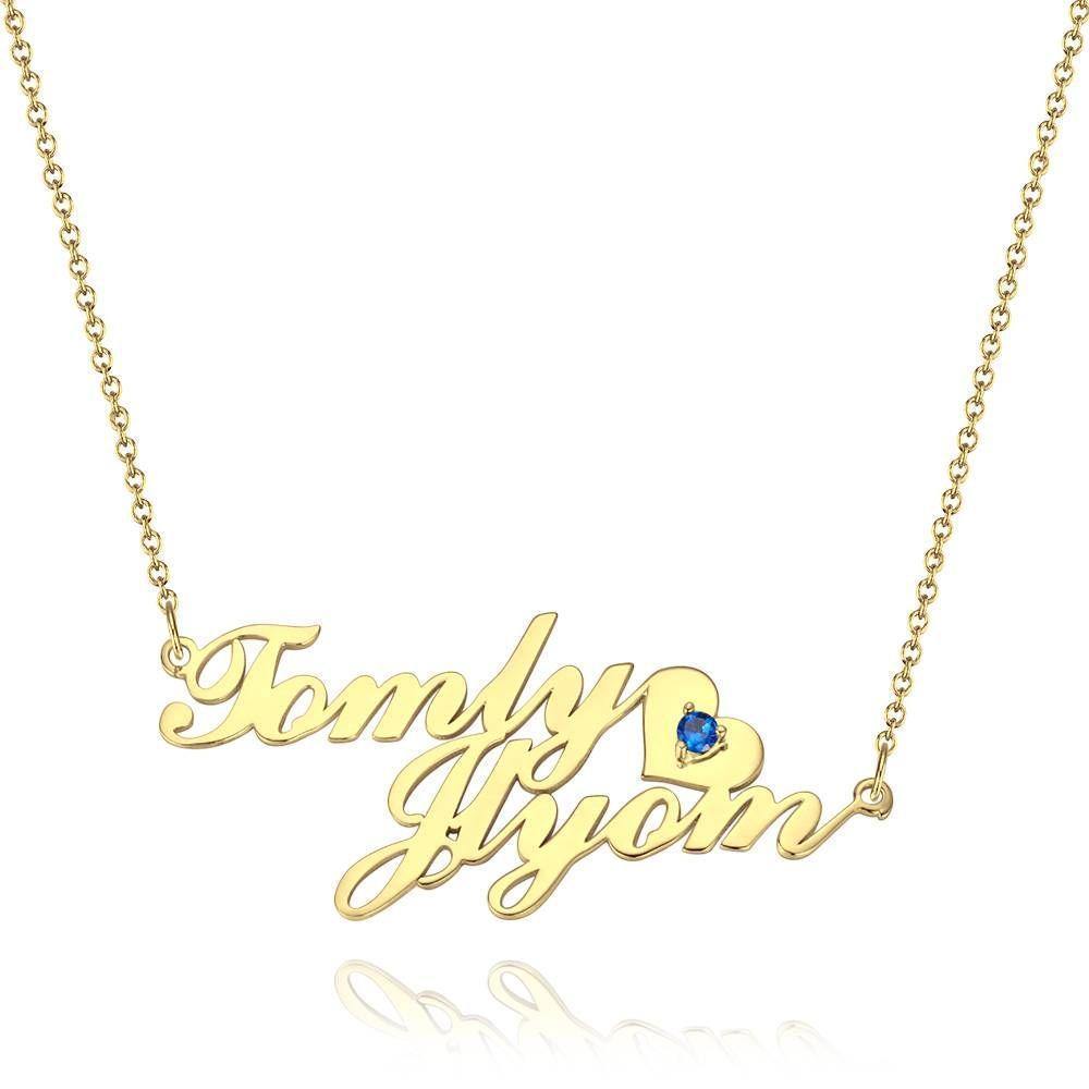 Name Necklace with Birthstone Little Heart  Necklace Silver - soufeelus