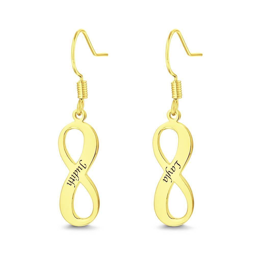 Custom Engraved Earrings with Infinity Earrings 14K Gold Plated - soufeelus
