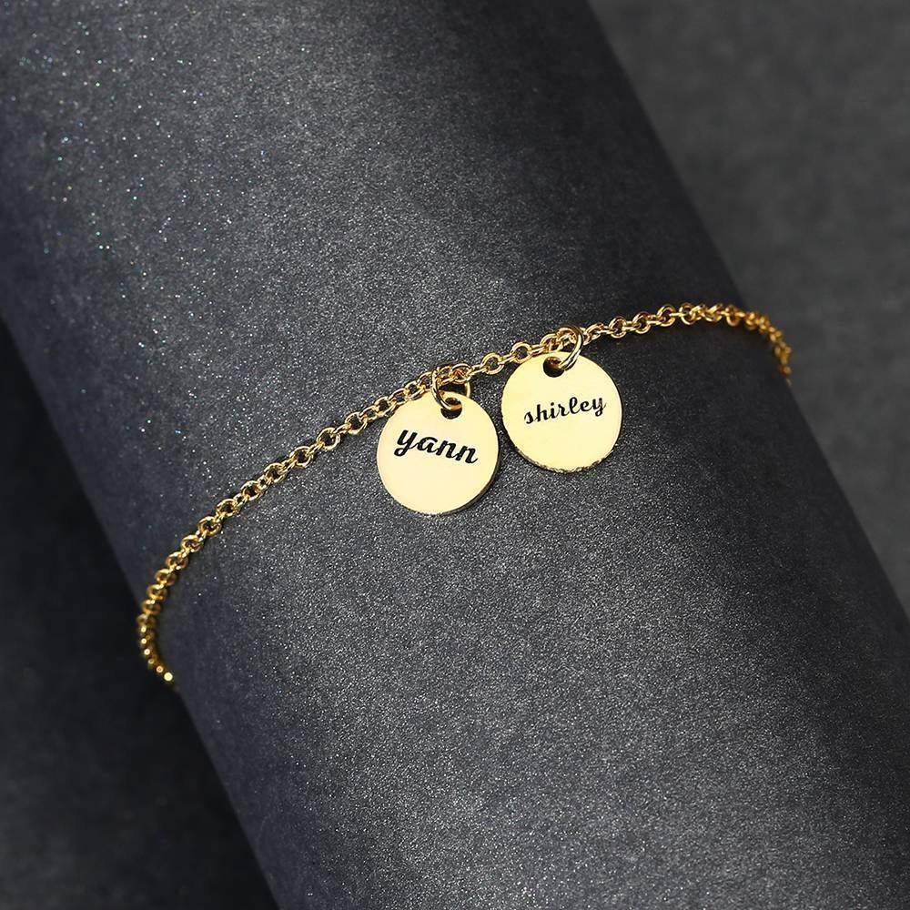Engraved Two Coins Anklet 14k Gold Plated Silver - soufeelus