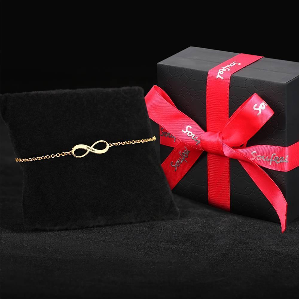 Engraved Infinity Anklet 14k Gold Plated Silver - soufeelus