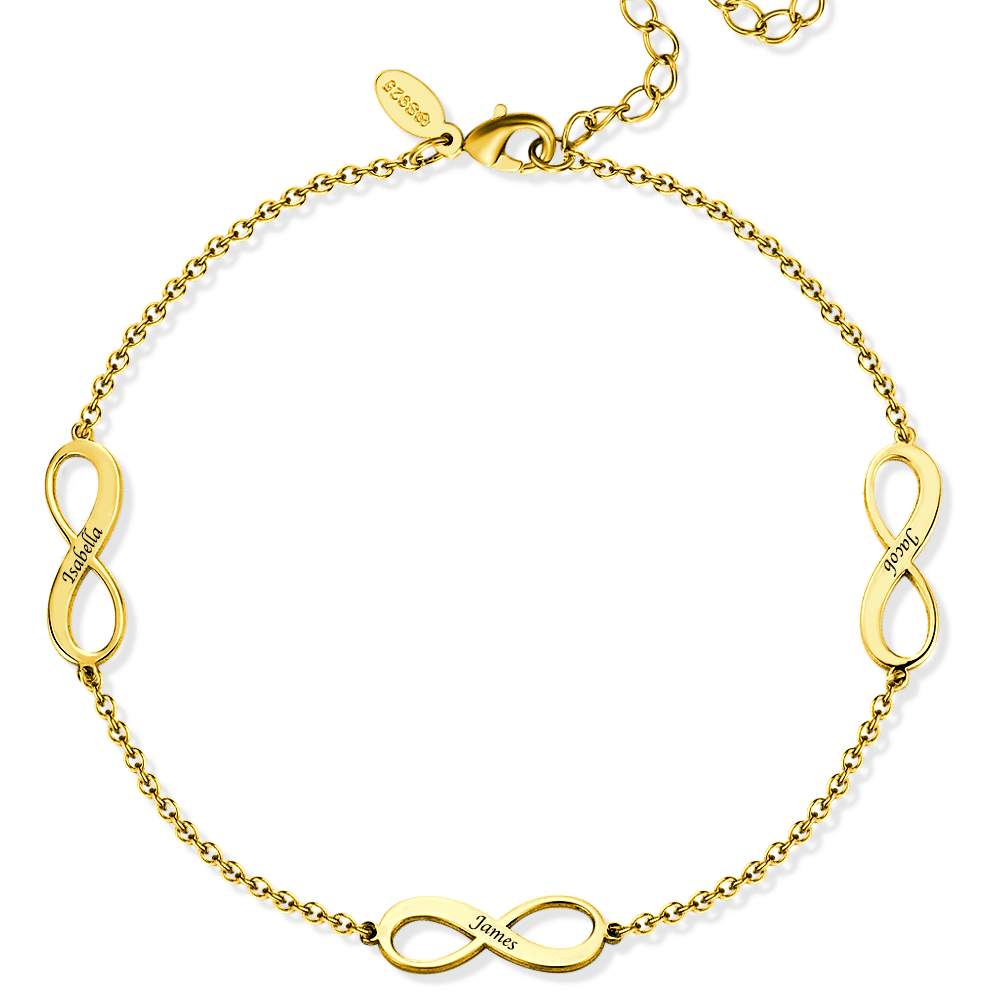 Engraved Infinity Anklet 14k Gold Plated Silver - soufeelus