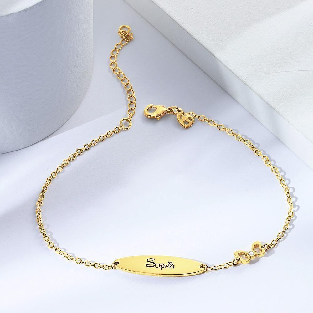 Engraved Bracelet Custom Name Bracelet Personalized Bracelet 14k Gold Plated - soufeelus