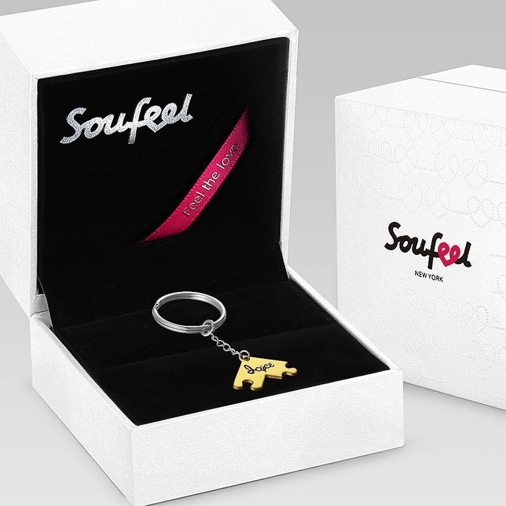 Engraved Keychain, Name Keychain 14k Gold Plated Unique Gifts - soufeelus