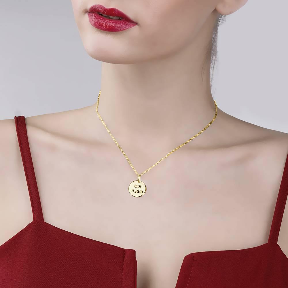 Engraved Coin Necklace 14k Gold Plated Silver - soufeelus