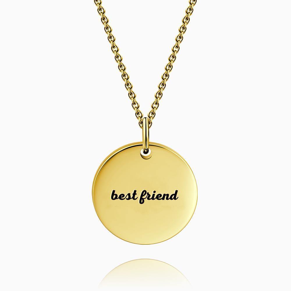 Engraved Coin Necklace 14k Gold Plated Silver - soufeelus