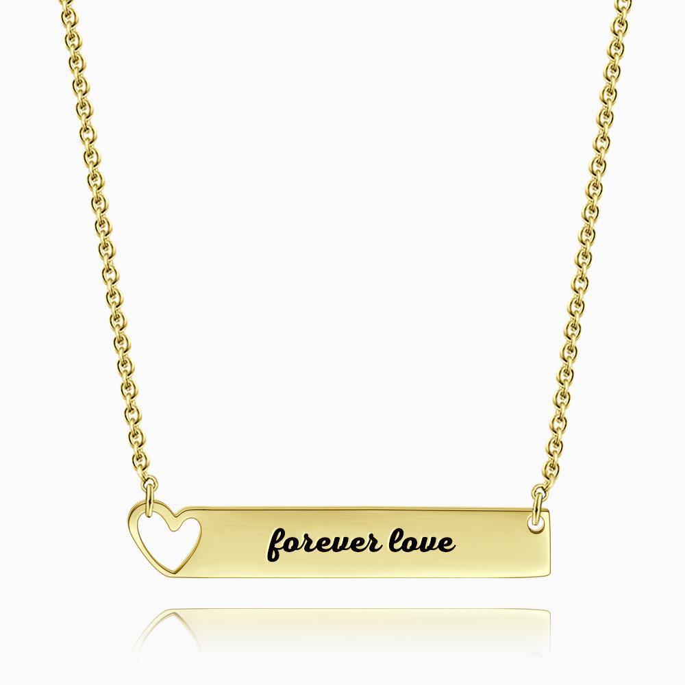 Heart Bar Necklace with Engraving 14k Gold Plated Silver - soufeelus