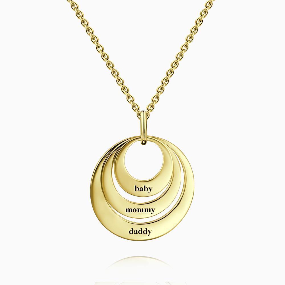 Gift for Mom - Engraved Three Disc Necklace Rose Gold Plated Silver - soufeelus