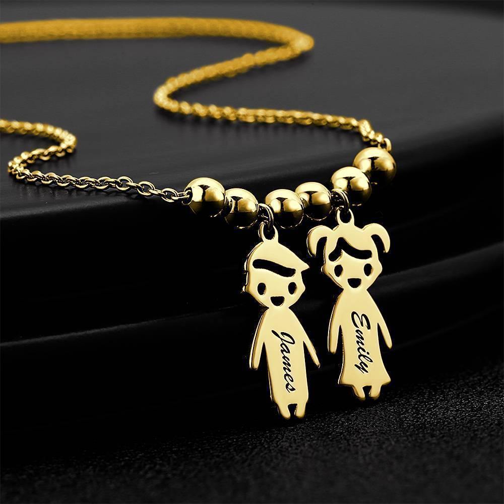 Mother's Necklace with Children Charms 14K Gold Plated Silver - soufeelus