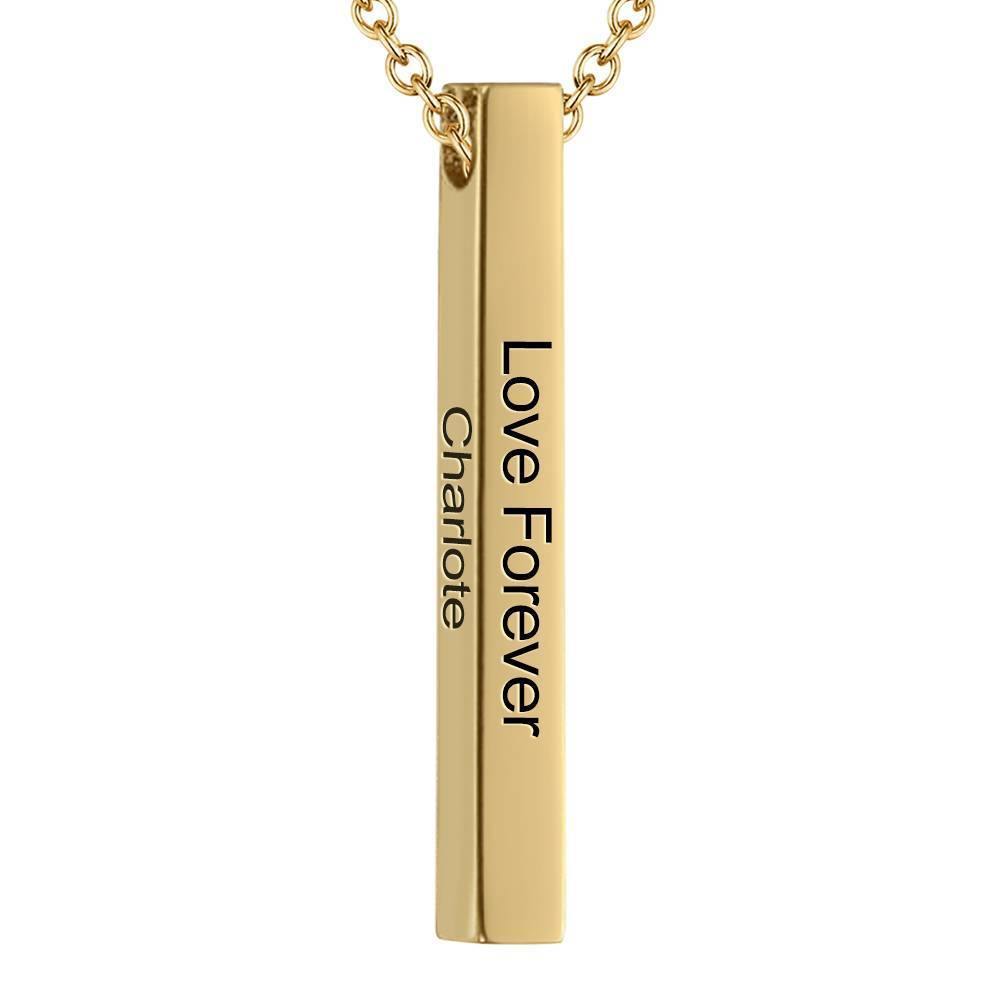 3D Engraved Vertical Bar Necklace Rose Gold Plated Silver - soufeelus