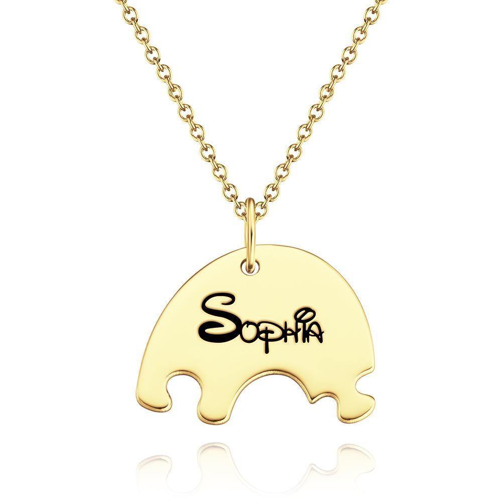 Engraved Necklace Custom Engraved Pendant Gift for Her, Memorial Gift 14k Gold Plated - soufeelus
