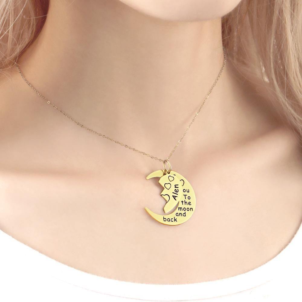 Engraved Necklace Couple's Necklace Interlocking Broken Heart 14k Gold Plated - soufeelus