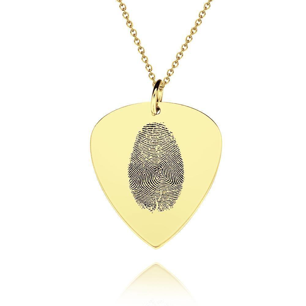 Actual Fingerprint Necklace Guitar Pick Necklace Memorial Gift for Him 14k Gold Plated - soufeelus