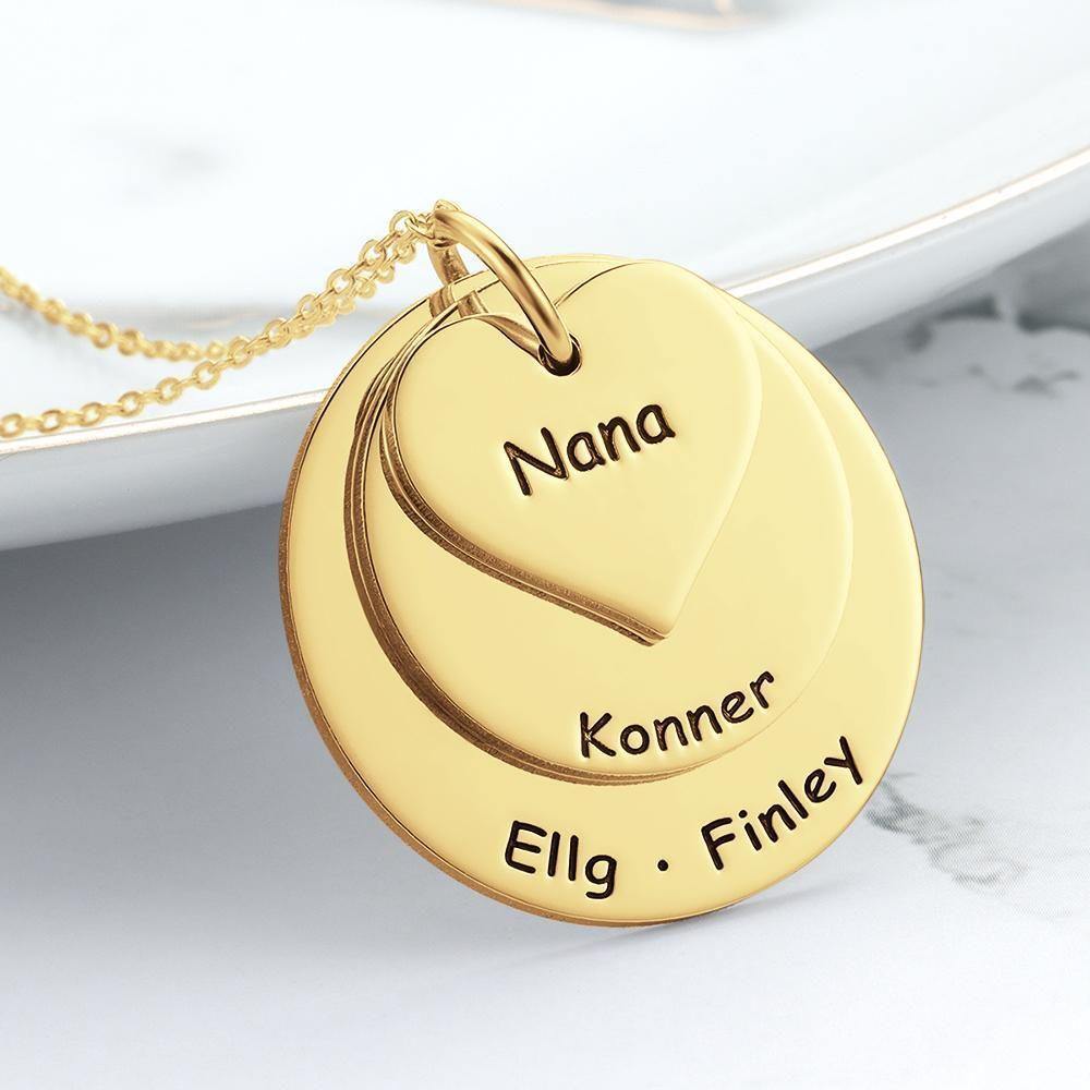 Engraved Necklace Disc Necklace Memorial Gifts 14k Gold Plated - soufeelus