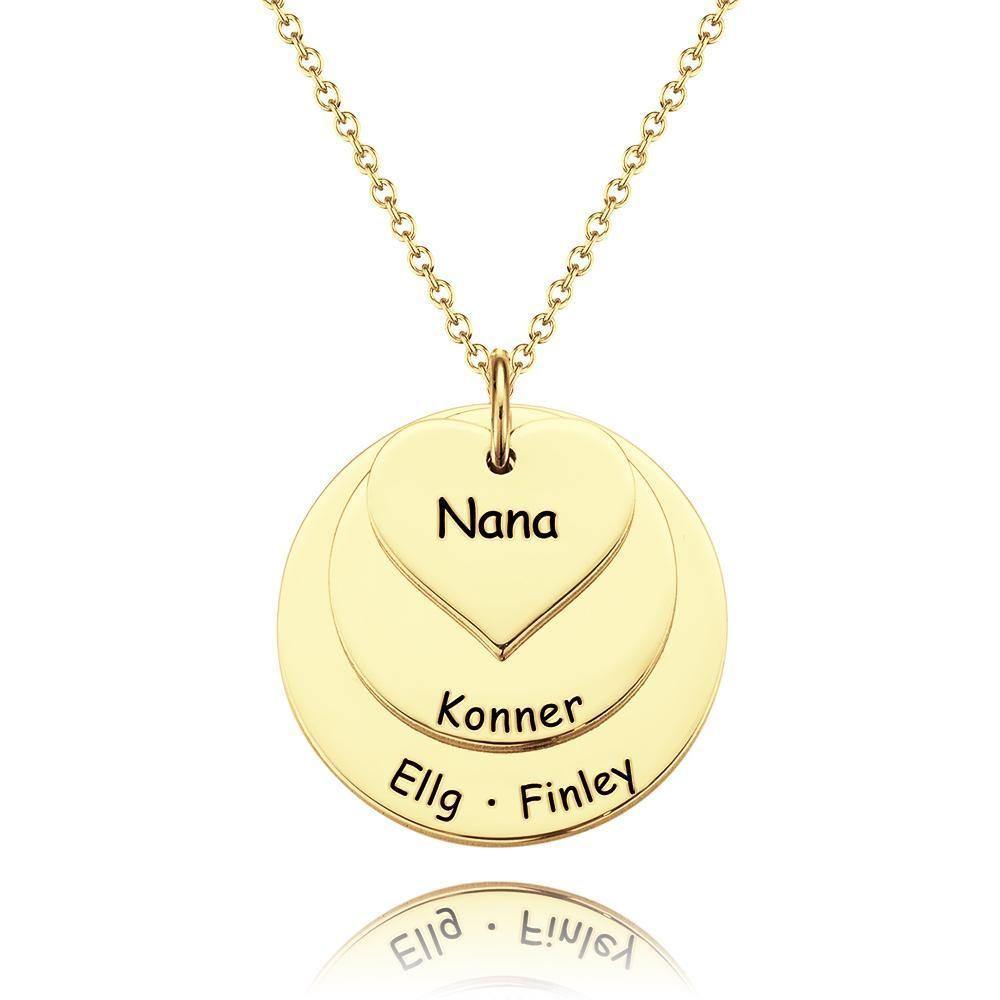 Engraved Necklace Disc Necklace with Heart Silver - soufeelus