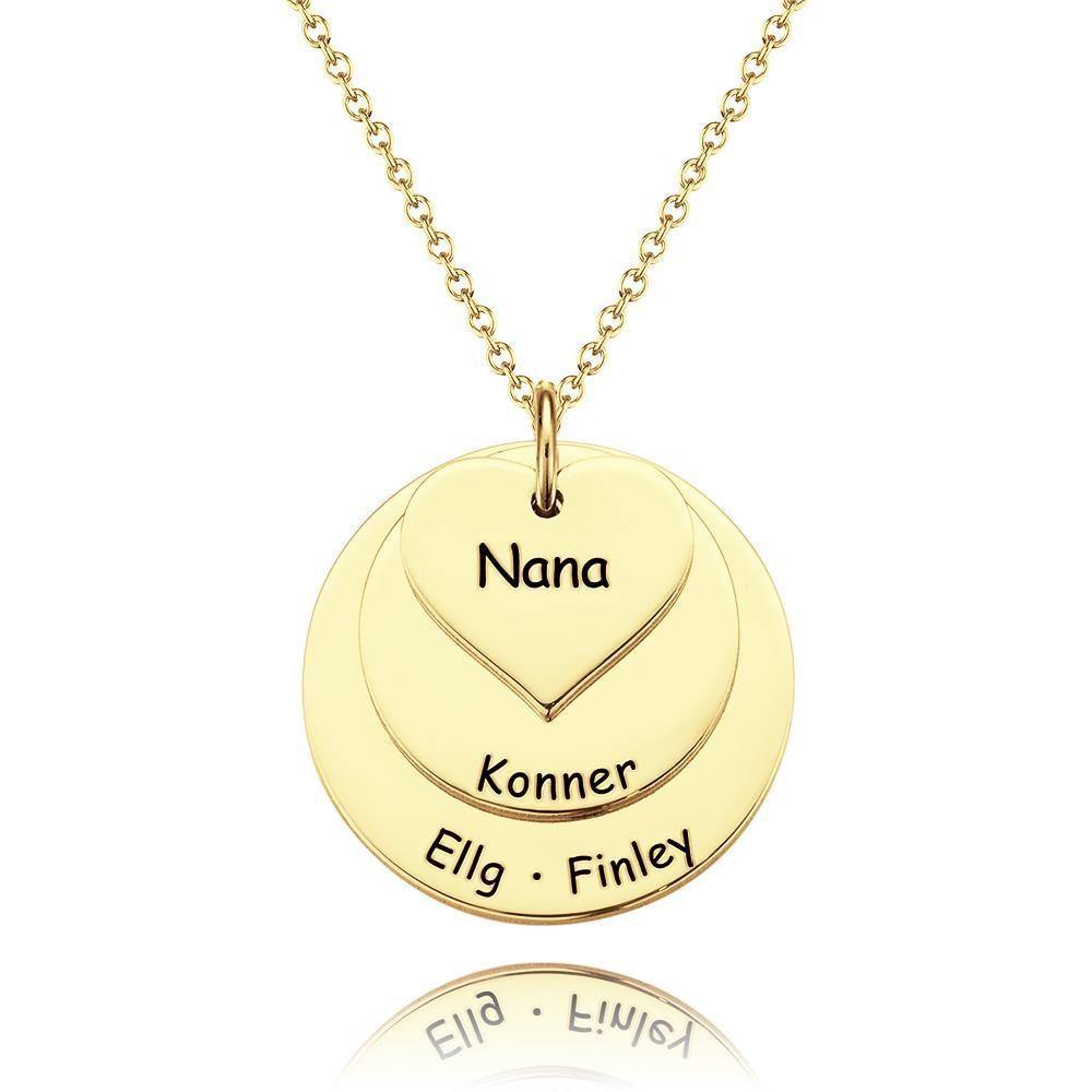 Engraved Necklace Disc Necklace Memorial Gifts 14k Gold Plated - soufeelus