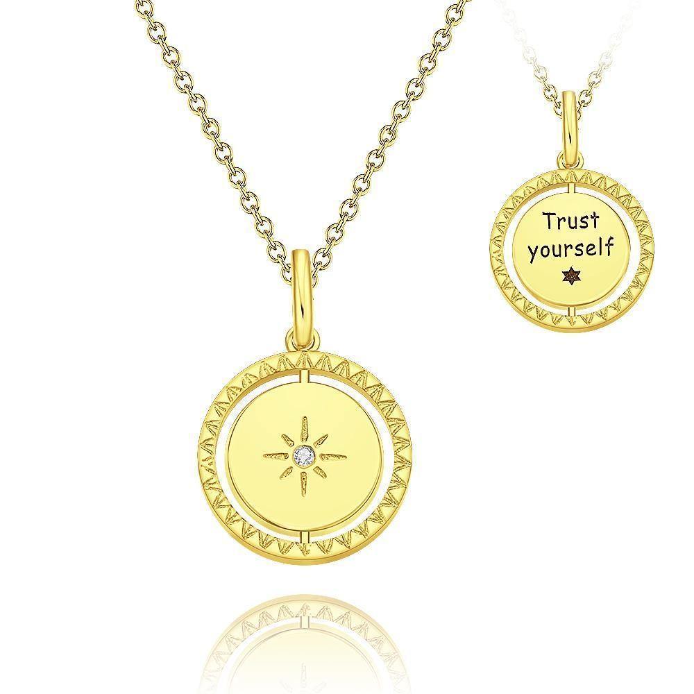 Name Necklace with Sunshine  Good Luck Necklace 14k Gold Plated Silver - soufeelus