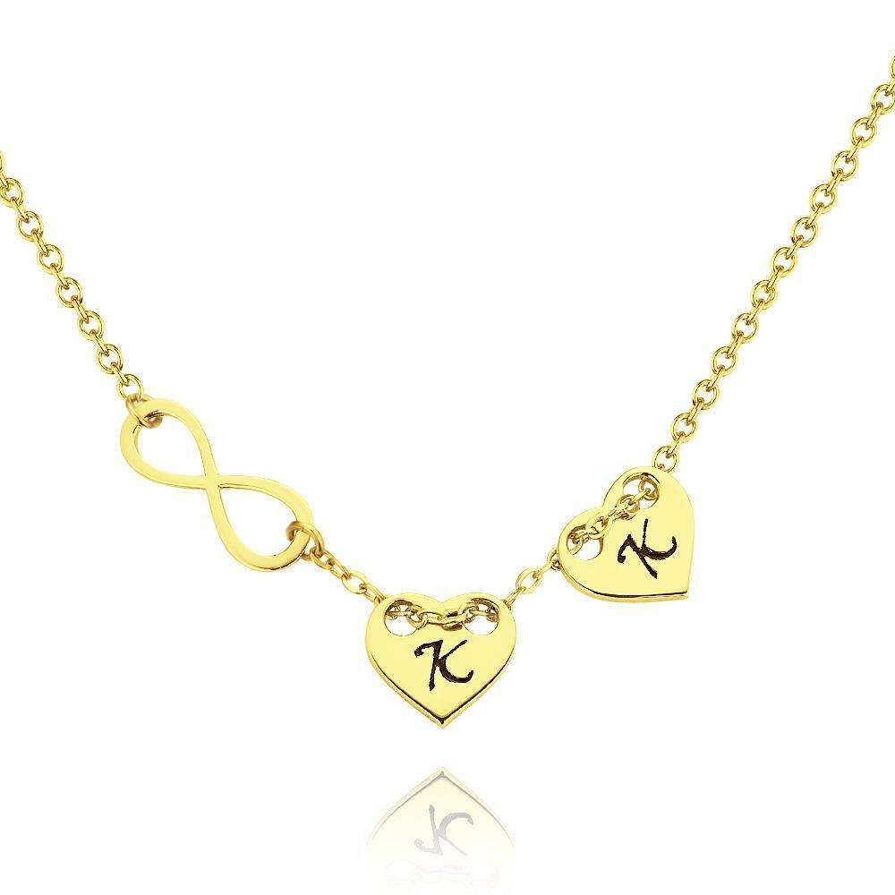 Engraved Necklace Initial Necklace Engraved Initial Letter Disk Heart-shaped Couple's Gifts 14k Gold Plated - soufeelus