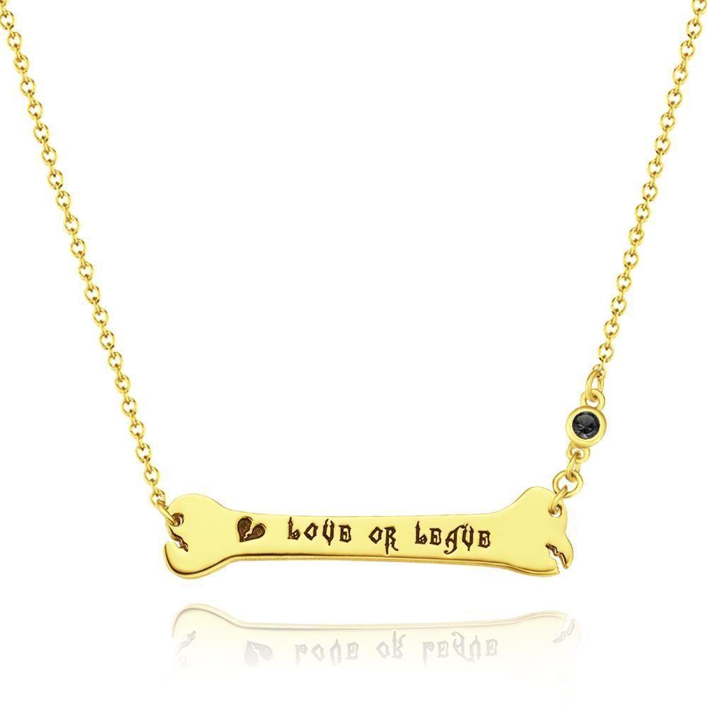 Custom Necklace Name Necklace Bone Bar Necklace with Broken Heart Gifts 14k Gold Plated Silver - soufeelus