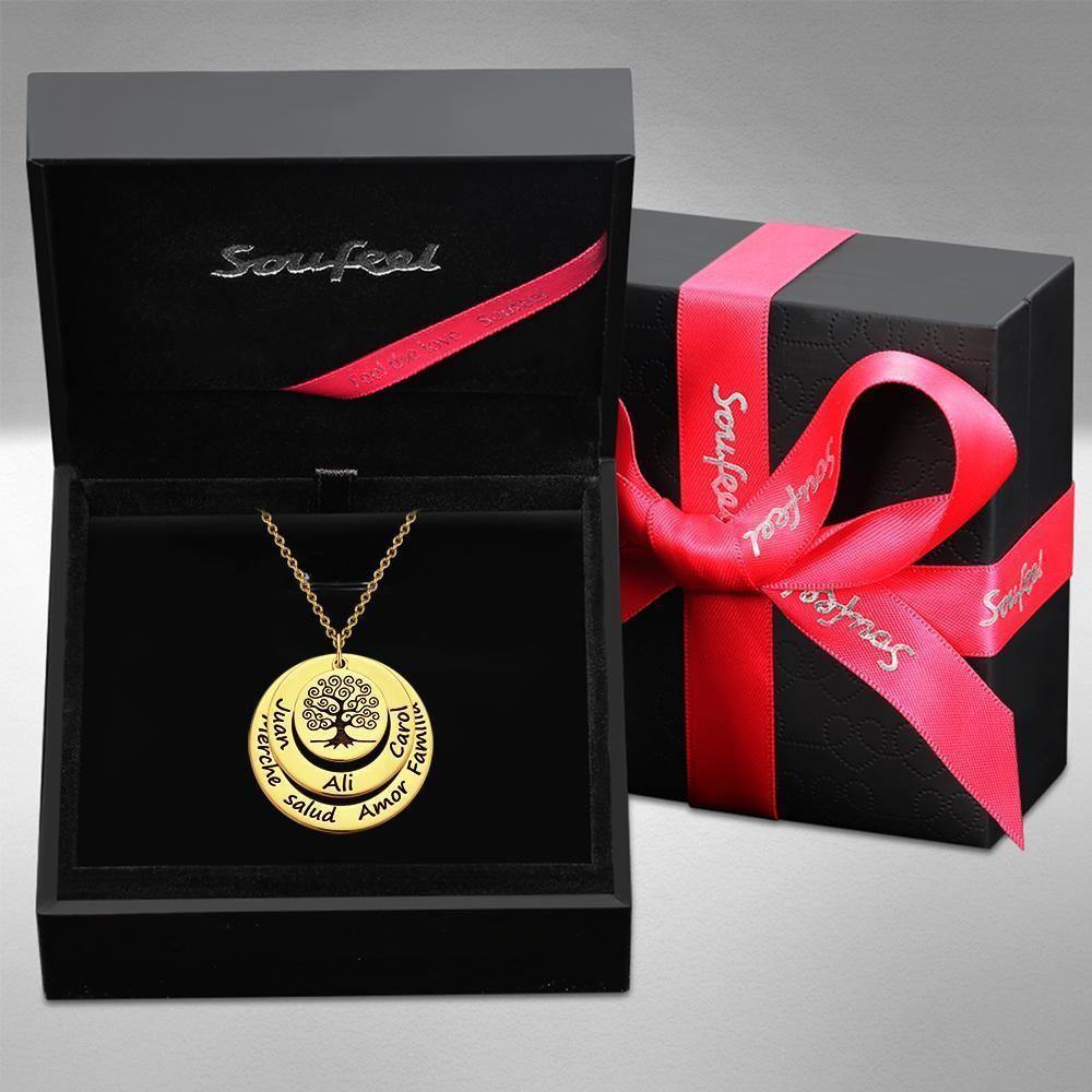 Engraved Necklace Name Necklace Family Necklace Family Tree Necklace 14k Gold Plated Silver - soufeelus